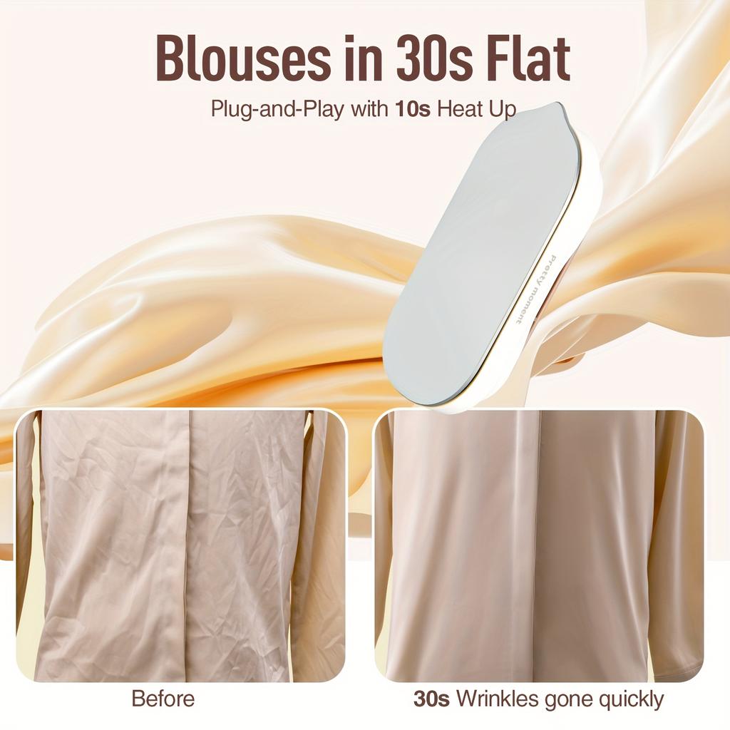 Portable Handheld Iron, Mini Dry Iron for Clothes No Steam, 10s Heat Time, Auto Adaptive 100-230V Voltage, Non Stick Soleplate, 272.16g