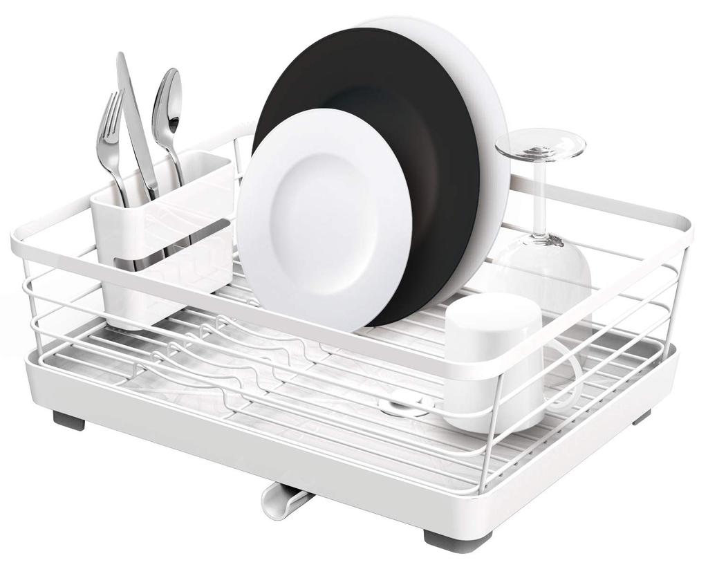 Asvel Silicone Dish Drainer, White, 30.4 x 38.8 x 14.6 cm, Poze Double-Coated Wide Dish Drainer