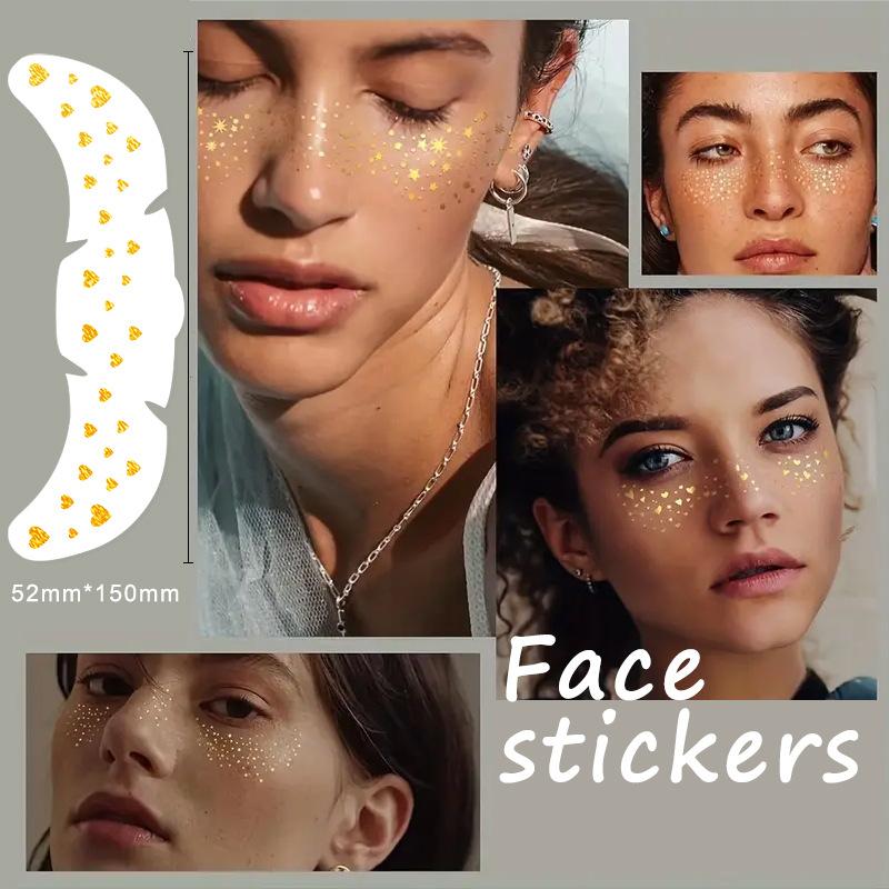 Freckles Face Tattoo Stickers Hot Laser Star Dots Flash Makeup Face Stickers Simulation Natural 6 Pack