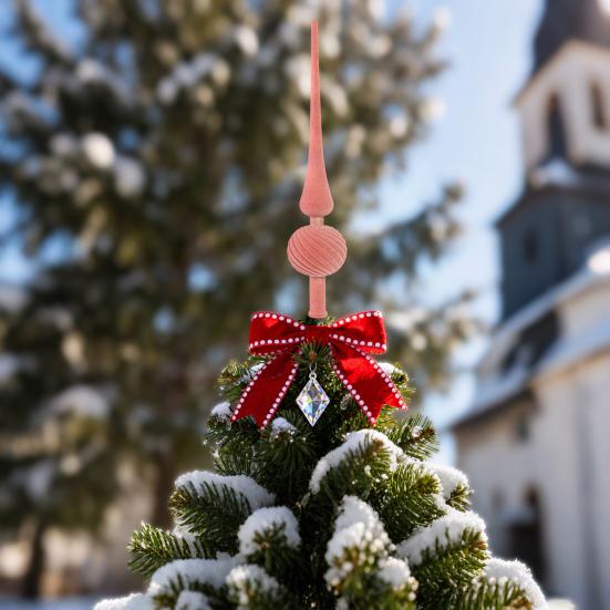 Christmas Tree Topper 11 Inches Velvet Flocked Gourd Tree Topper Colorful Spiral Christmas Tree Decoration Festive Atmosphere Ornament