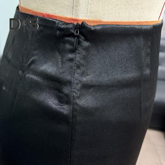 Women Fishtail Skirt with Large Hem High Waist Hip Wrapped Imitation Silk Maxi Skirt Solid Color Slimming Satin Skirt