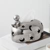 Elegant Silver Electroplated Sturdy Resin Tissue Holder Enhancing Living Room or Office Ambiances Decoration Use
