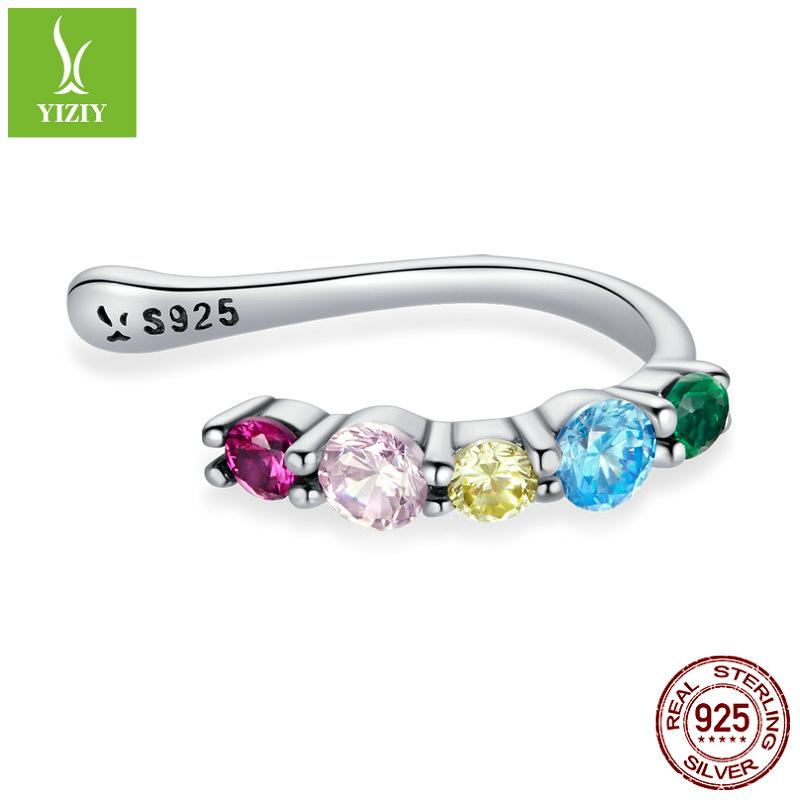 S925 Silver Elf Ear Bone Clip Single, Colored Zircon Without Ear Holes S925 Tremella Clip Sce1250
