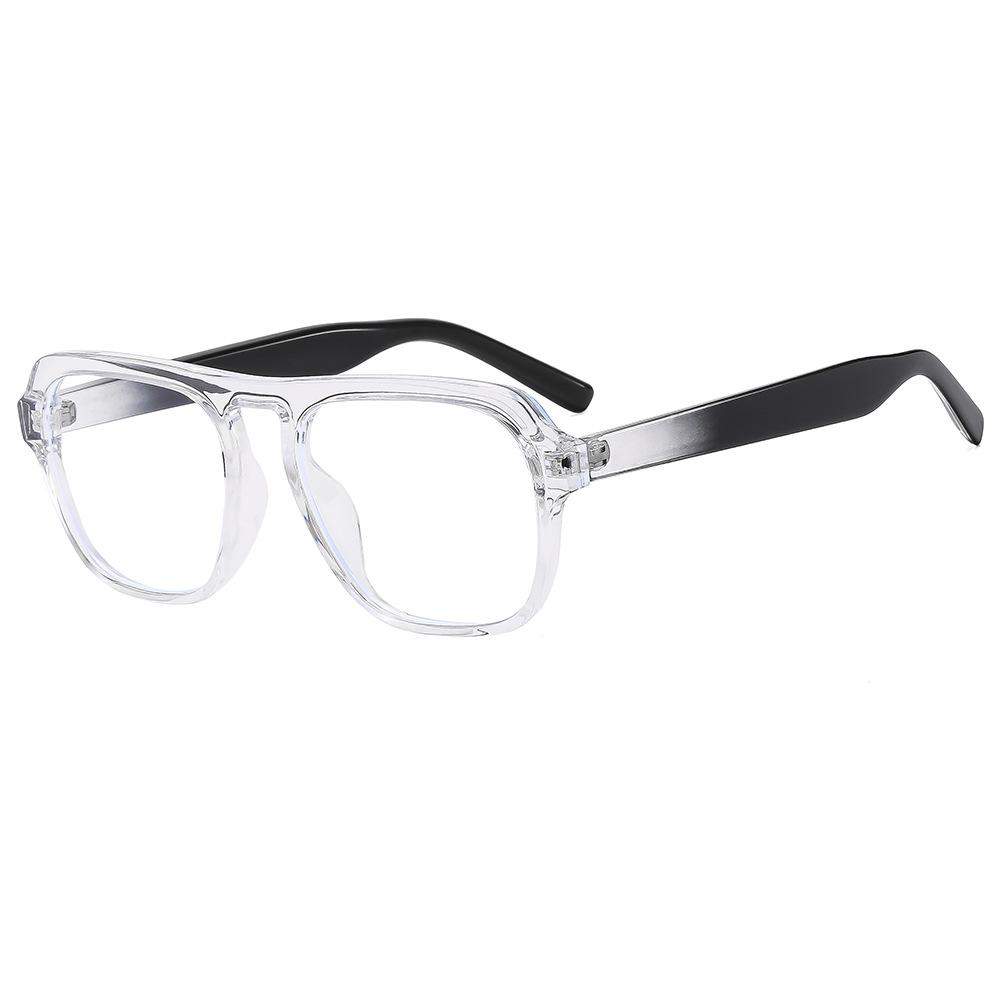 Retro Black Frame Glasses Women'S Trend Single Beam Thin Sunglasses Men'S Plain Flat Glasses