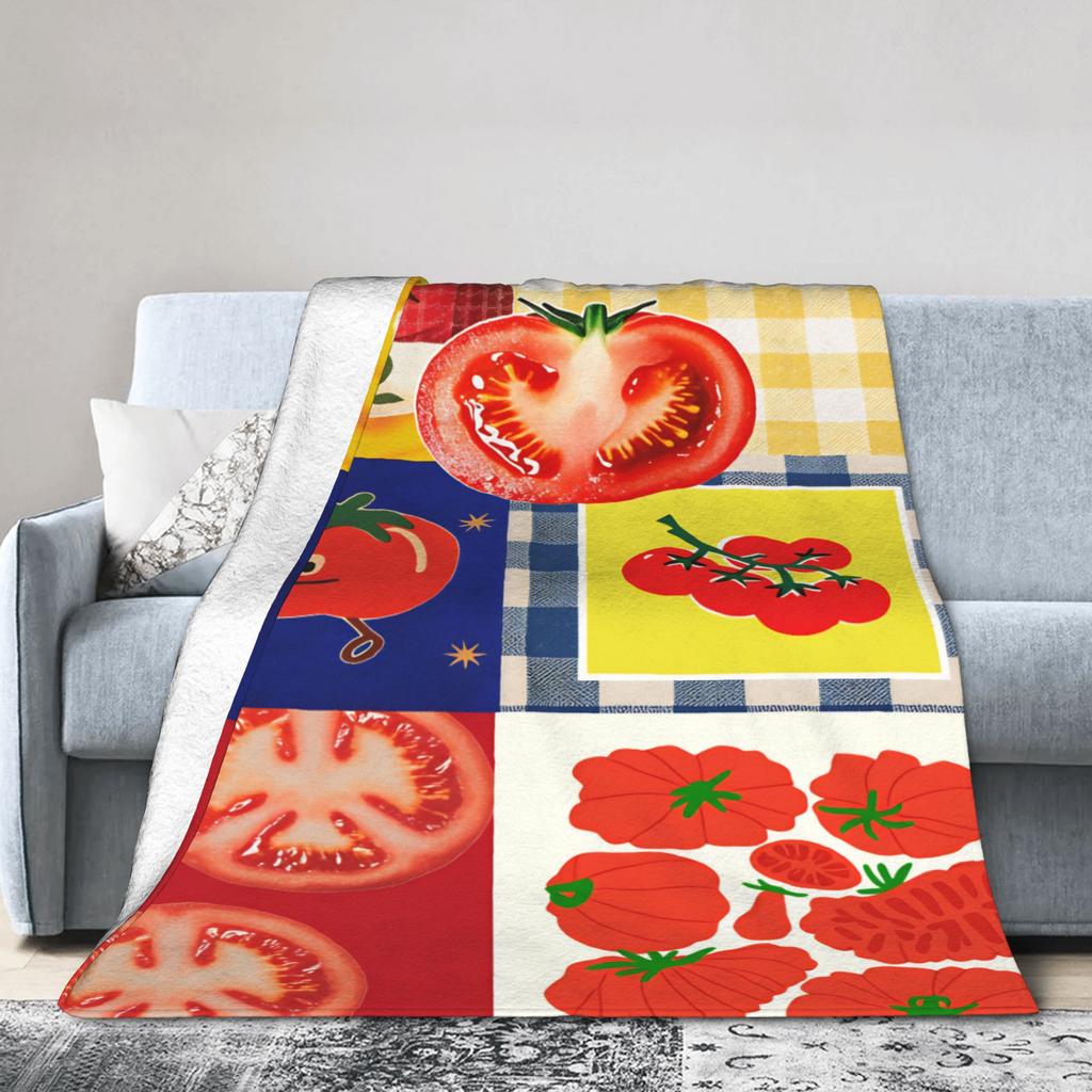 Tomato - Red Background Blankets Adults Child Flannel Throw Blanket For Chair Sofa Bed Warm Soft Design Quality Bedspread Gift