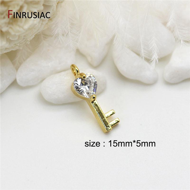 6 Types 14K Gold Plated Brass Zircon Rhinestone Pendants Charms,Jewelry Making For DIY Necklace Earrings Findings Accessories