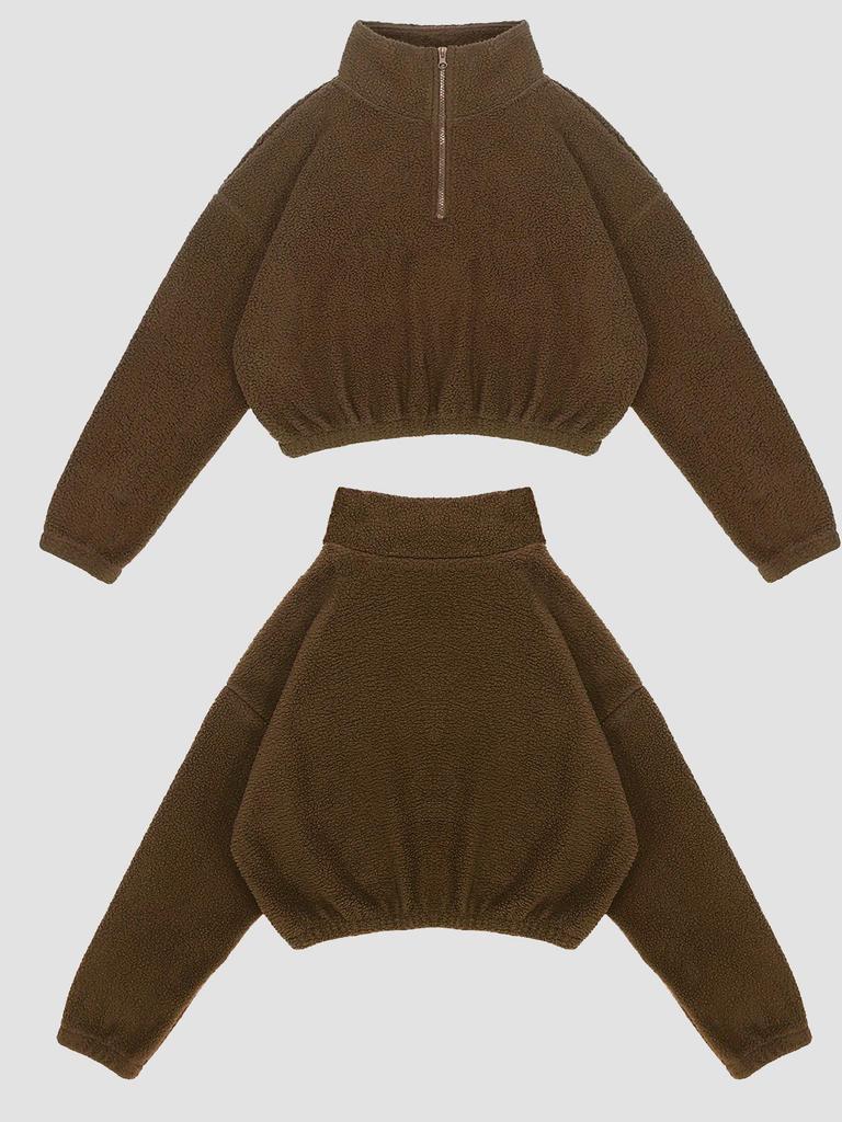 European & American Autumn/Winter Women's Fleece Three-Piece Set: High-Neck Half-Zip Sweatshirt, Vest, and Long Pants for Fitness.