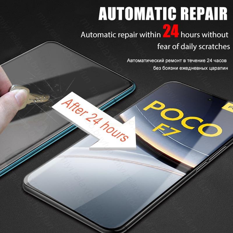 6 In 1 999D Hydrogel Film For Xiaomi Poco F7 5G Curved Screen Protectors On PocoF7 Poko Little F7 F 7 Ultra Pro 7F Camera Glass