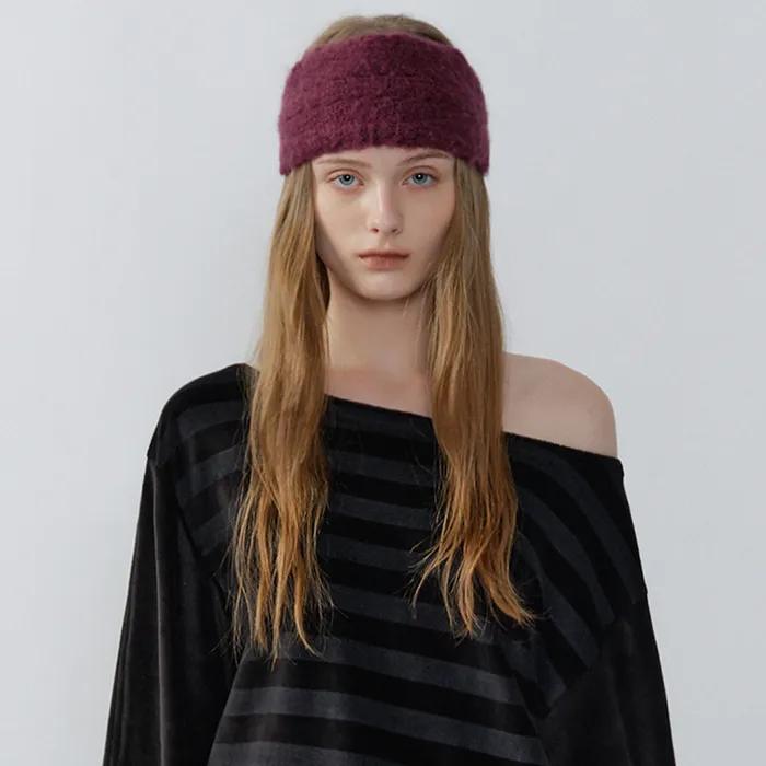 ALPACA TIED STRAP HEADBAND, PLUM