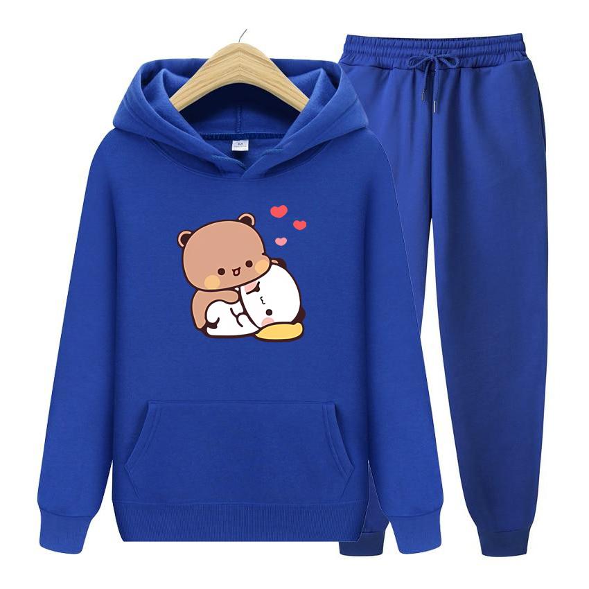 Bubu and Dudu Hoodie Love Heart Women Hoodie Set Aesthetic Graphic Kawaii Bubble Tea Hoodies Anime Sweatshirts Hoodie Set
