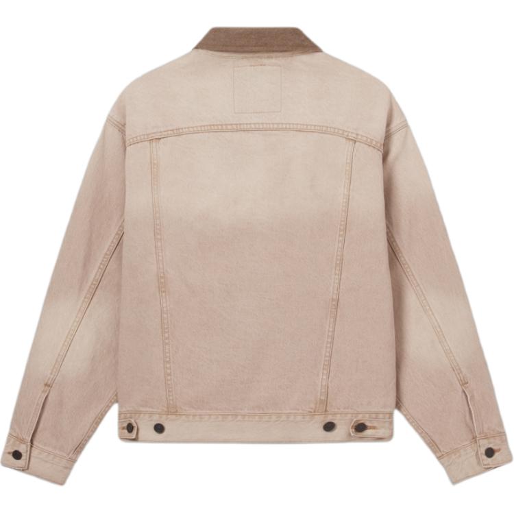 Levis Loose Comfortable Simple Color Block Polo Collar Long Sleeve Denim Jacket Men Jackets Light-Brown 003MK-0001