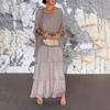 Vrouwelijke Elegante Bloemenprint Chiffon Boho Lange Jurk Lente Ronde Hals Dames Pullover Jurk Halve Vleermuismouw Taartrok Jurk