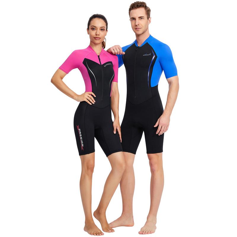 1,5 MM Neopren Neoprenanzug Männer Frauen Kurzarm Trunk Einteiler Nass Anzüge für Schwimmen Overall Surfen Rash Guards