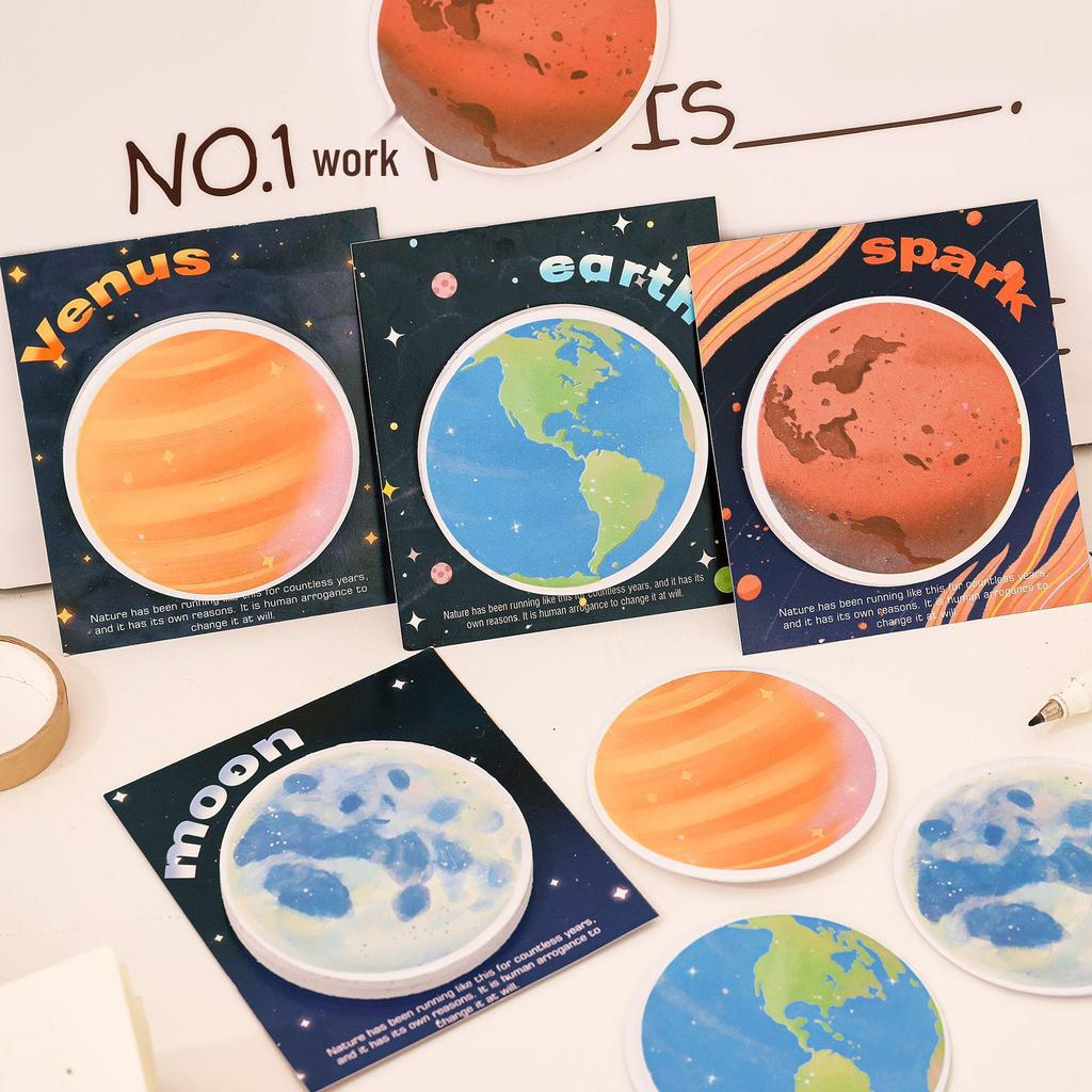 Cute Planet Sticky Notes: Reusable Earth-Themed Memo Pad & Small Gift