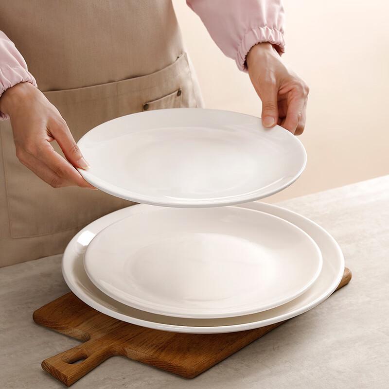 Zhilis Pure White Ceramic Flat Dinner Plate