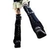 Women Punk Harness Eyelets Straps Flared Leg Warmer Japanese Style Buckled Thigh High Leg Cover Long Sock Stockings