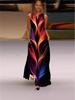 Sexy Sleeveless V Neck Printed Long Dress Women Summer European American Style
