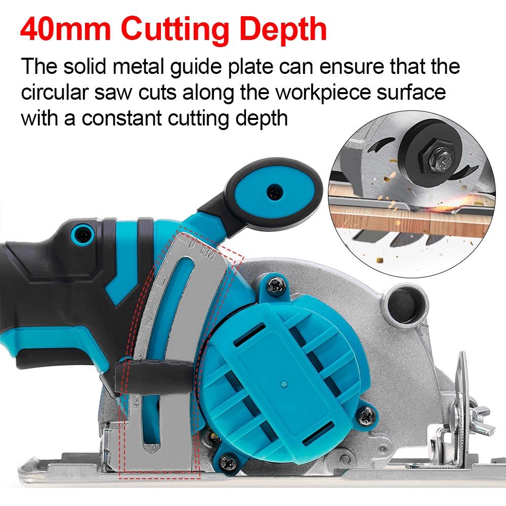 1800W 125MM Electric Cordless Brushless Circular Saw Auxiliary Handle Household Woodworking Tools for 18V Battery
