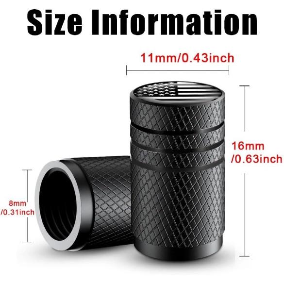 Tire Valve Stem Caps tire Valve Covers Valve stem Covers Black 5 pcs/Pack Anodized Aluminum Tire Valve Cap Set Corrosion Resistant Universal Stem