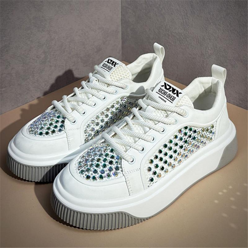 Fashion Trend New Designer Men's Fashion Charm Rhinestone All Match Mixed Thick-soled Causal Shoes Male Walking Sneakers Zapatos Hombre