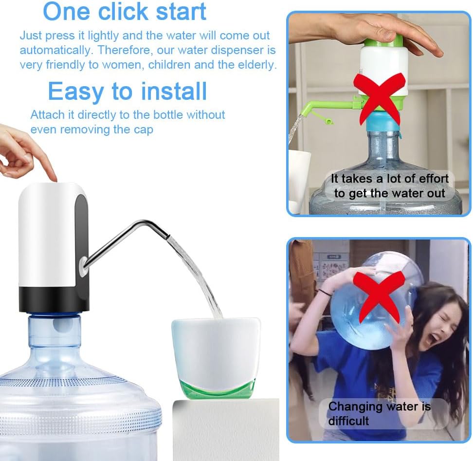 USB Automatic Water Dispenser Pump Rechargeable Electric Water Bottle Pump Portable Drink Water Switch for 2-5 Gallon Bottle