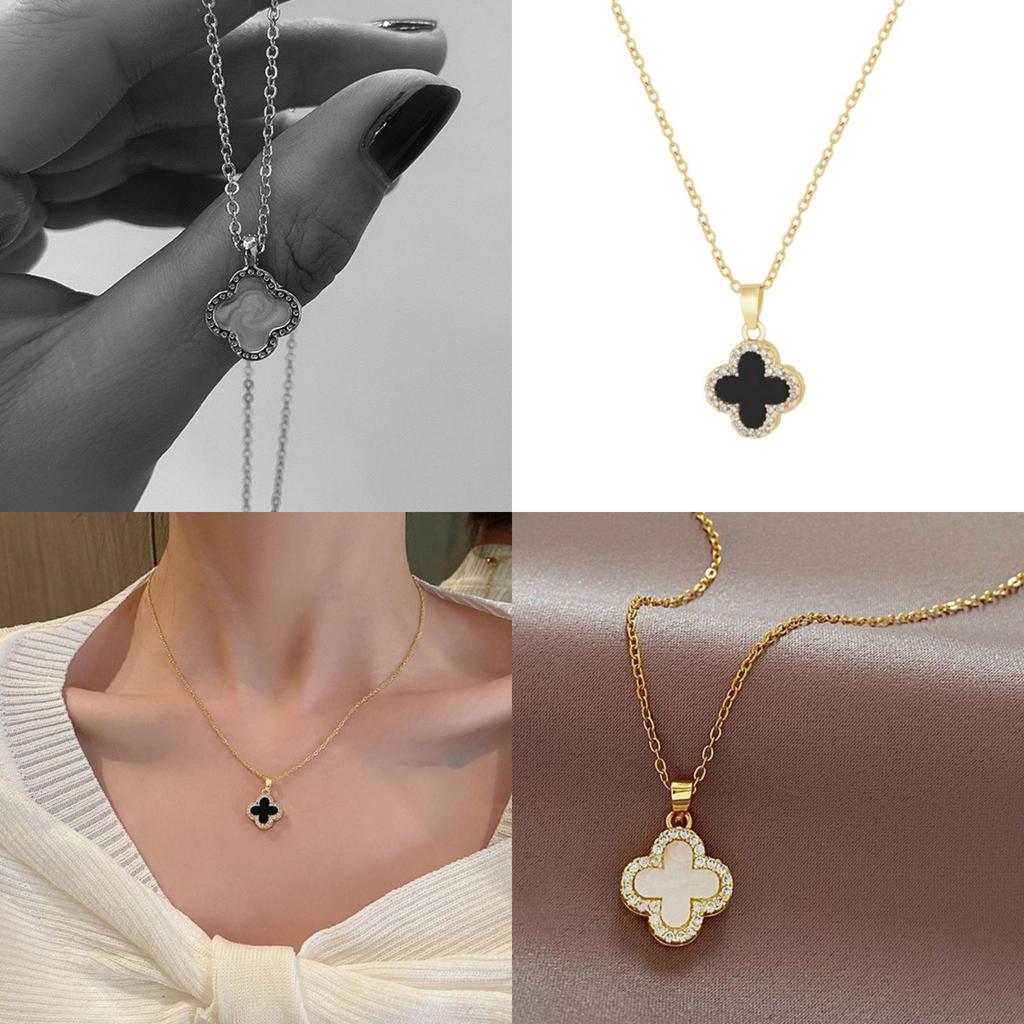 Fashionable Four-leaf Clover Sweater Chain For Women Alloy Material Geometric Design