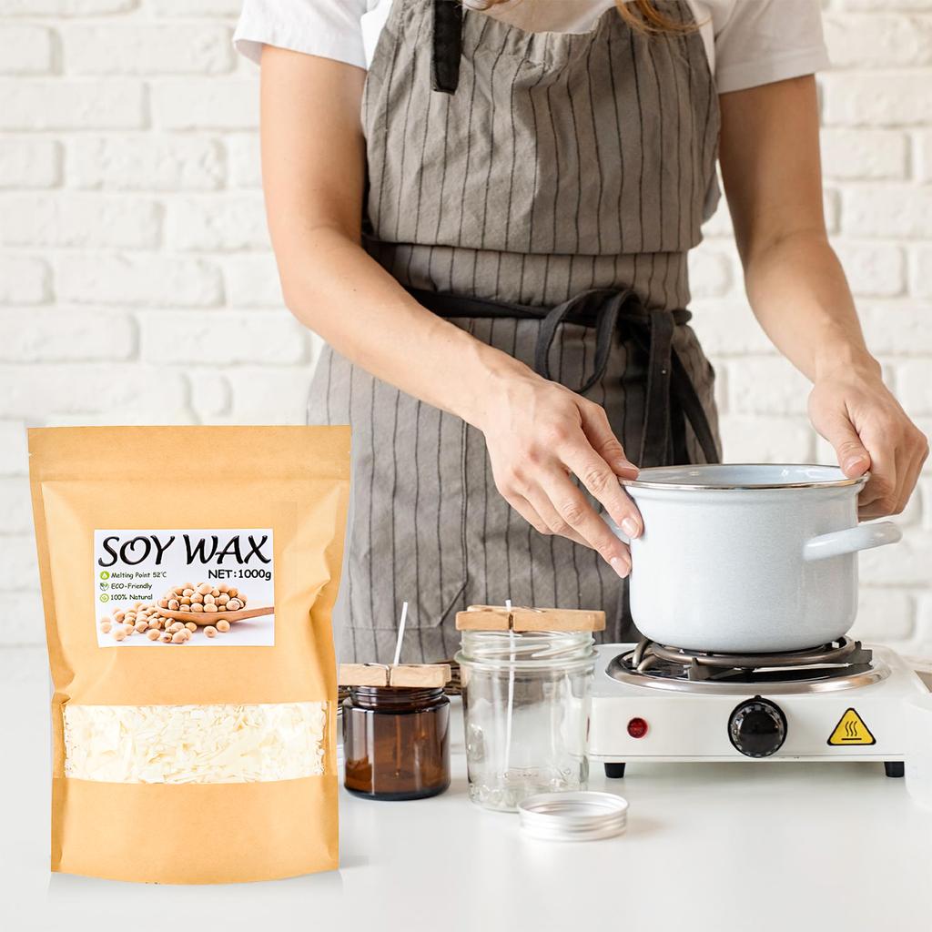 100g-1000g Natürliches Sojawachs DIY Handgemachte Kerzen Bastelbedarf 100% Zusatzstofffreie Wachsflocken Duftkerzen Rohmaterial