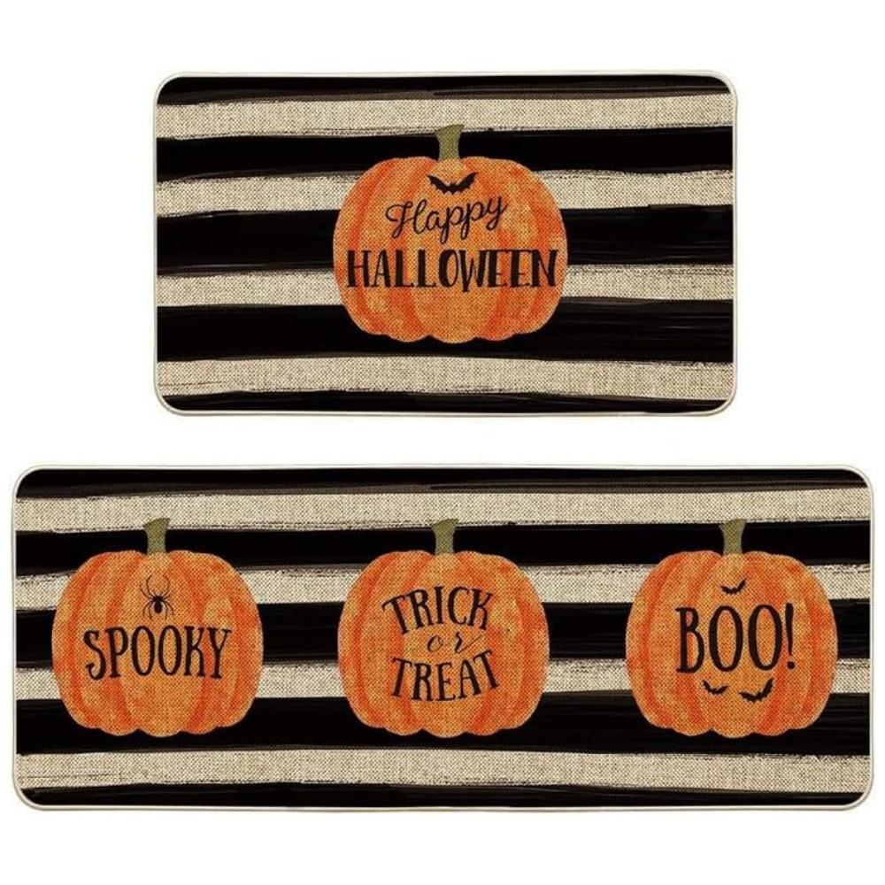 2pcs Halloween Kitchen Carpet, Indoor And Outdoor Welcome Doormat, Bedroom And Living Room Floor Mat, Home Decoration