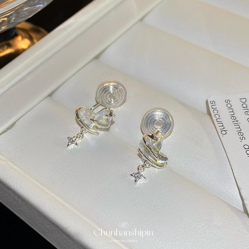 

Super fairy no ear piercings, small, Symphony butterfly silver stud earrings, female mosquito coil, Cute ear clips, no holes, exquisite earrings.