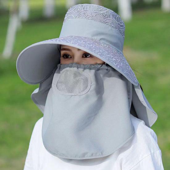 Sun Hat High-Density Sunscreen Fabric UPF50+ Protection Wide Brim Fisherman Hat Shawl Face Guard Design Outdoor Summer Hat