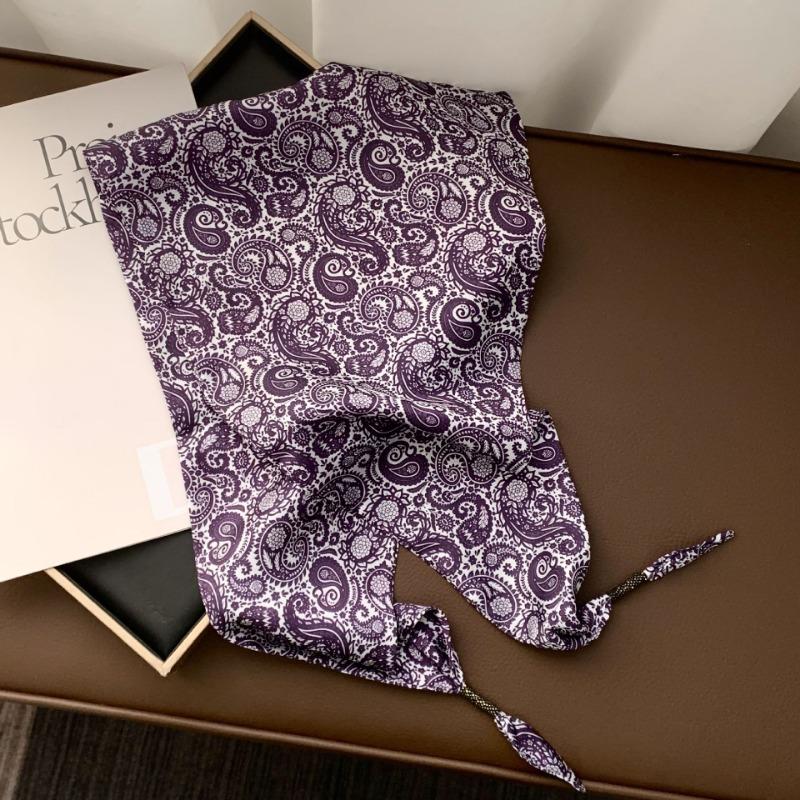 Silk scarf new fashion wheat ear cashew flower silk scarf head scarf beaded small scarf scarf triangular scarf waist tie