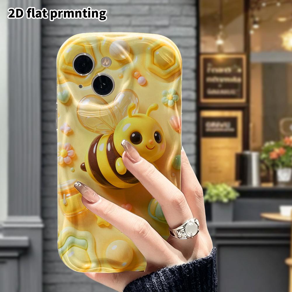 Phone Case: 2D Flat Design Suitable for iPhone 18 17 16 15 14 13 Pro Protective Case, Cartoon Little Bee, Perfect Christmas and Halloween Holiday Gift