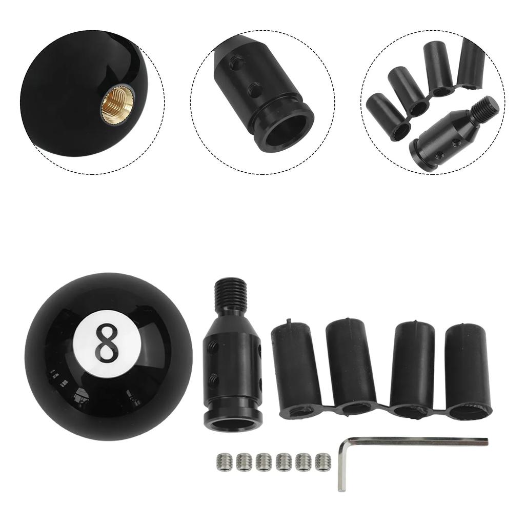 Black 8 Ball Billiard Style Gear Shifter Knob and Fashionable Car Lever for Most Manual and Automatic Vehicles