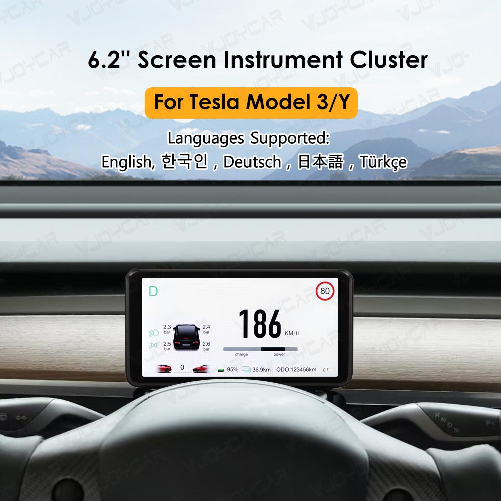 Vjoycar 4.6'' 6.2'' Dashboard Cluster Instrument Model 3 Y HUD Screen HD LCD Speedometer For Tesla Modification Car Accessories