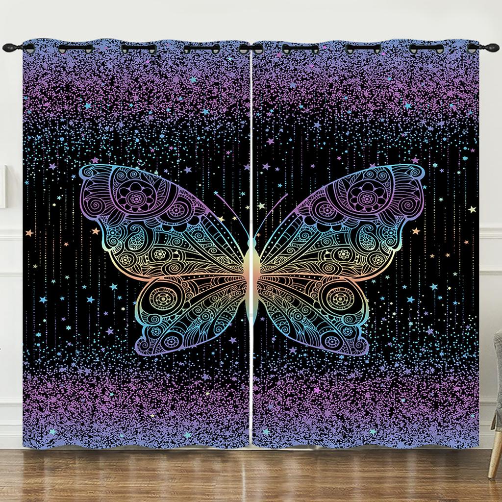 Curtain Butterfly Specimen Illustration Sunshade 3D Digital Printing Blackout Curtain Non-Punching Bedroom