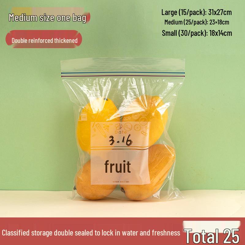 Oukeys Thick Food-Grade Double Seal Refrigerator Bags - Self-Sealing, Fresh-Keeping, Boxed Pull-Out Design