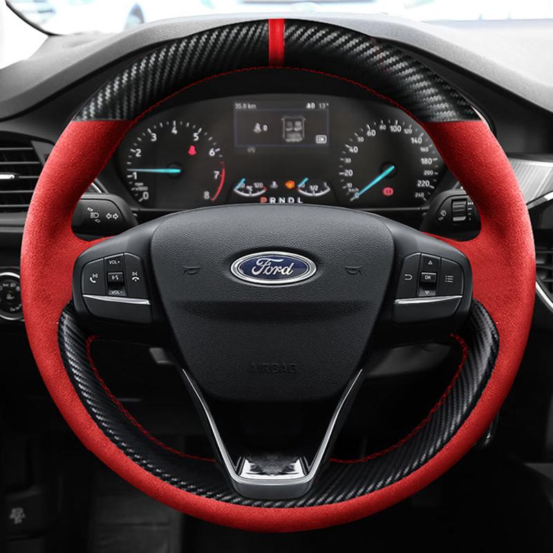 DIY Car Steering Wheel Cover 100% Fit For Ford Focus 4   Fiesta 17-19 Tourneo 2018  New Focus Car Accessories