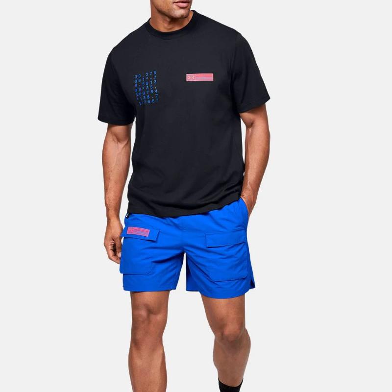 Under Armour Round Neck Loose Straight Sports T-Shirt Men Tops Black 1359714-001