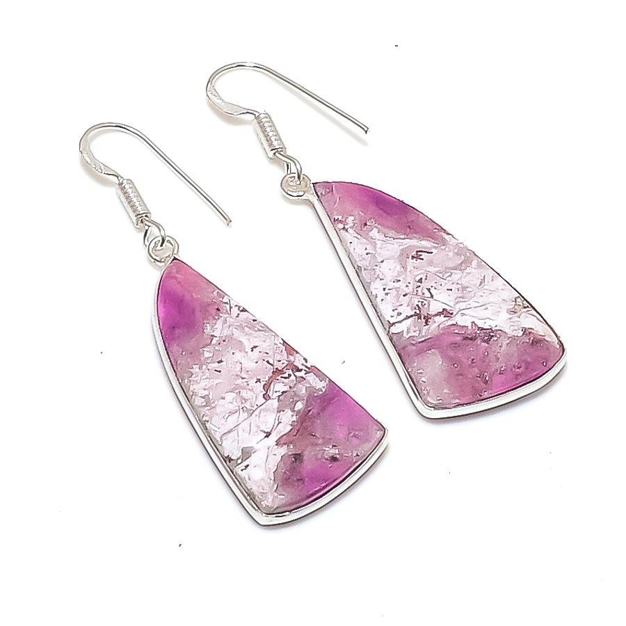 Natural Cobalt Gemstone Handmade 925 Sterling Silver Jewelry Earring 2.01  AE-12065