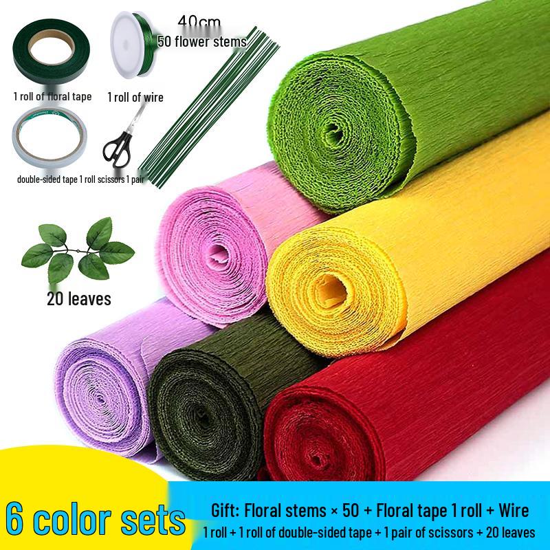 Thick Green Crepe Paper for DIY Handmade Floral Art and Rose Crafting