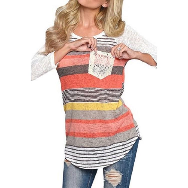 Womens Casual Cotton T Shirt Loose Fit Fashion Shirt Long Sleeve Top For Daily Wear