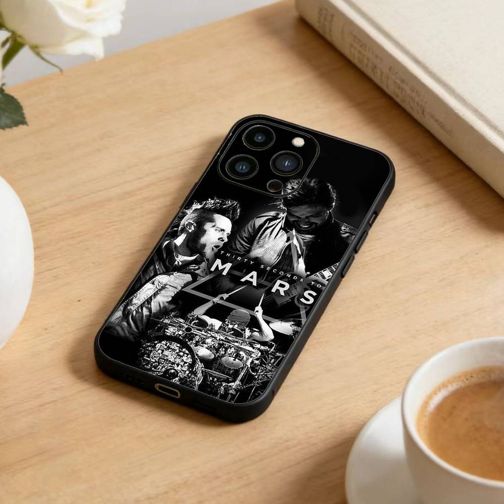 30 Seconds To Mars Phone Case For iPhone 16,15,14,13,12,17,Pro Max,Plus Silicone Black Case
