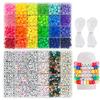 Pony-Perlen für Freundschaftsarmbänder-Herstellungs-Set, 24 Farben Kandi-Perlen-Set, 720 Stück Kunststoff-Regenbogen-Großpackung und 980 Stück Buchstabenperlen mit