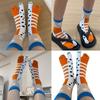 2 Pairs Unisex Creative Split Toe Middle Length Socks Stretchy Comfort With Playfully Fish Patterns For Active Lifestyle