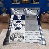 Homewish Rustic Farmhouse Plaid Duvet Cover Set Moose Bear Checkered Bedding Set Retro Cabin Lodge Comforter Cover Set