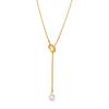 French Style Imitation Pearl Long Adjustable Pull Sweater Necklace Stainless Steel Luxury Jewelry For Women