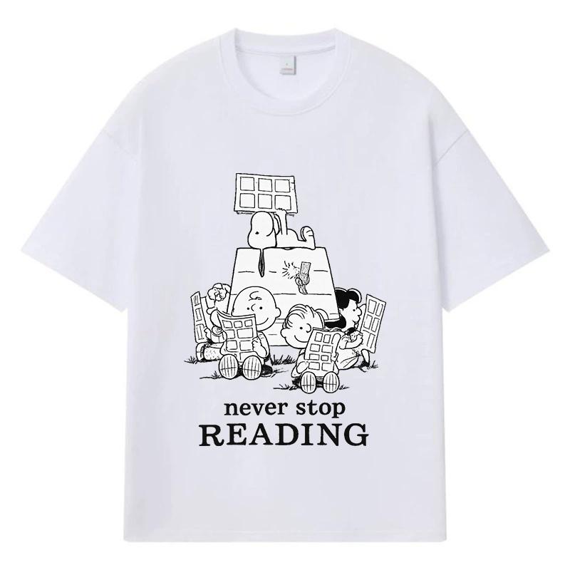 2026 Peanuts Cartoon Printed Graphic Y2k Harajuku Streetwear 100% Cotton T Shirt Casual Oversized Summer Men T-shirt S