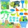 Strandspielzeug Dinosaurier Sandspielzeug mit Muldenkipper Zusammenklappbarer Eimer Schaufel Netztasche Tier-Sandformen Schloss-Sandkasten für Kleinkinder