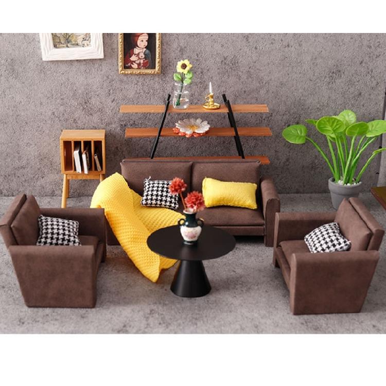 Miniature Dollhouses Sofa Couch 1/12 Scale Handcrafted Wooden Furniture For Living Room Bedroom