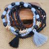 Bohemian Ethnic Style Multi-Layer Beaded Bracelet 6-Piece Set Fringed Pendant Bracelet Generation